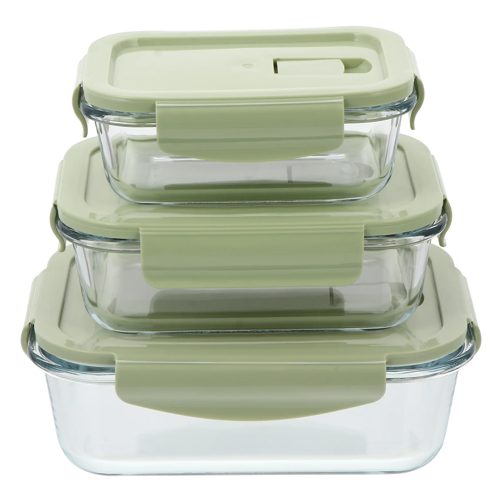 

3Pcs Glass Bento Box Chemical Resistant Heatproof Lunch Container Hidden Vent Hole School Office Meal Box Reusable Food Storage