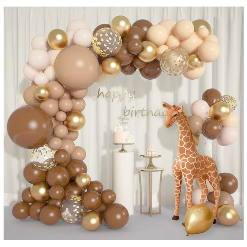 

Coffee Brown Balloon Garland Arch Kit Jungle Birthday Party Decor Kids Baloon Baby Shower Globos Skin Gold Latex Ballon