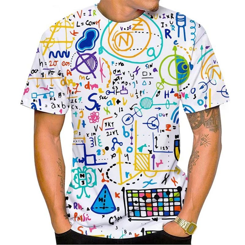 

Funny Mathematical Formula Graphic T Shirts Fashion Summer Short Sleeve 3D Printed Math Teacher T-shirts Loose Casual Tees Tops