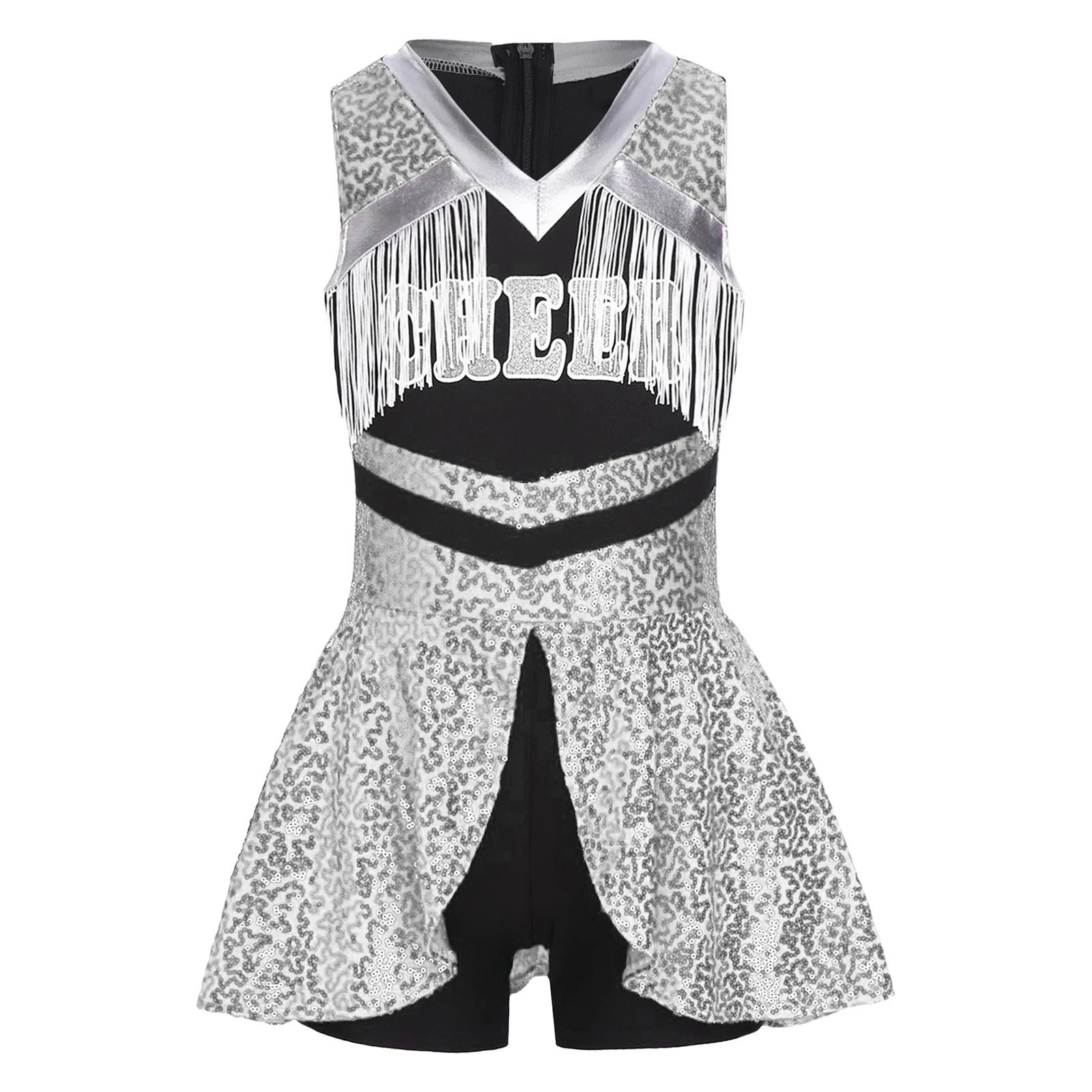 6-16y أطفال بنات الترتر اللاتينية الجاز ملابس رقص الجمباز قاعة الرقص التانغو أداء الملابس ملابس رقص سباركلي ارتداءها #4