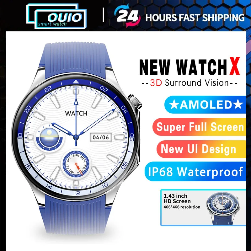 

2024 New For OPPO Watch X Smart Watch GPS Trajectory Compass NFC Watches AMOLED 466*466 HD Screen Bluetooth Call Men Smart Watch