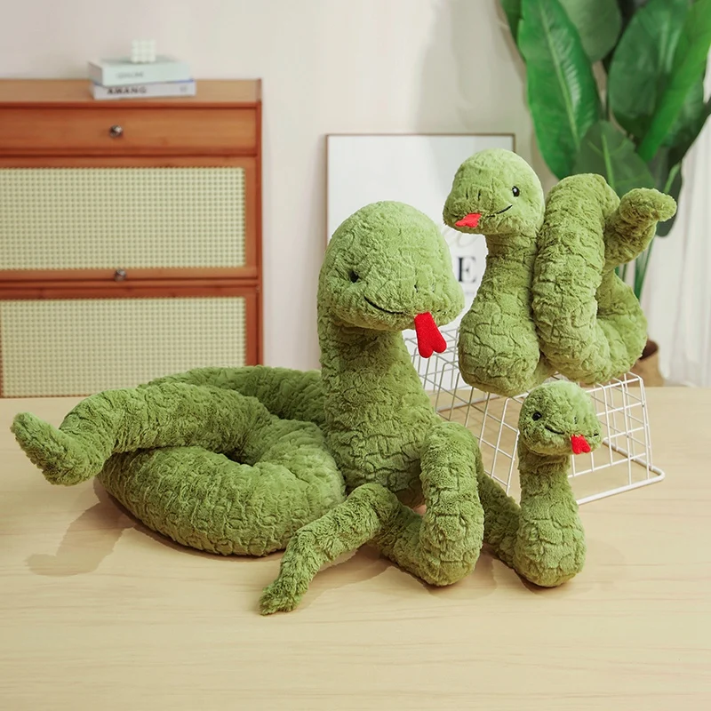 

Simulation Cartoon Green Snake Gaint Huge Python Cute Stuffed Animals Long Coil Snakes Doll Halloween Funny Decor for Kids Gifts