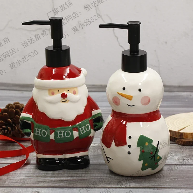 Painted Christmas Ceramic Lotion Bottle Hand Soap Shampoo Body Wash Conditioner Leave-in Disinfectant Press Bottle