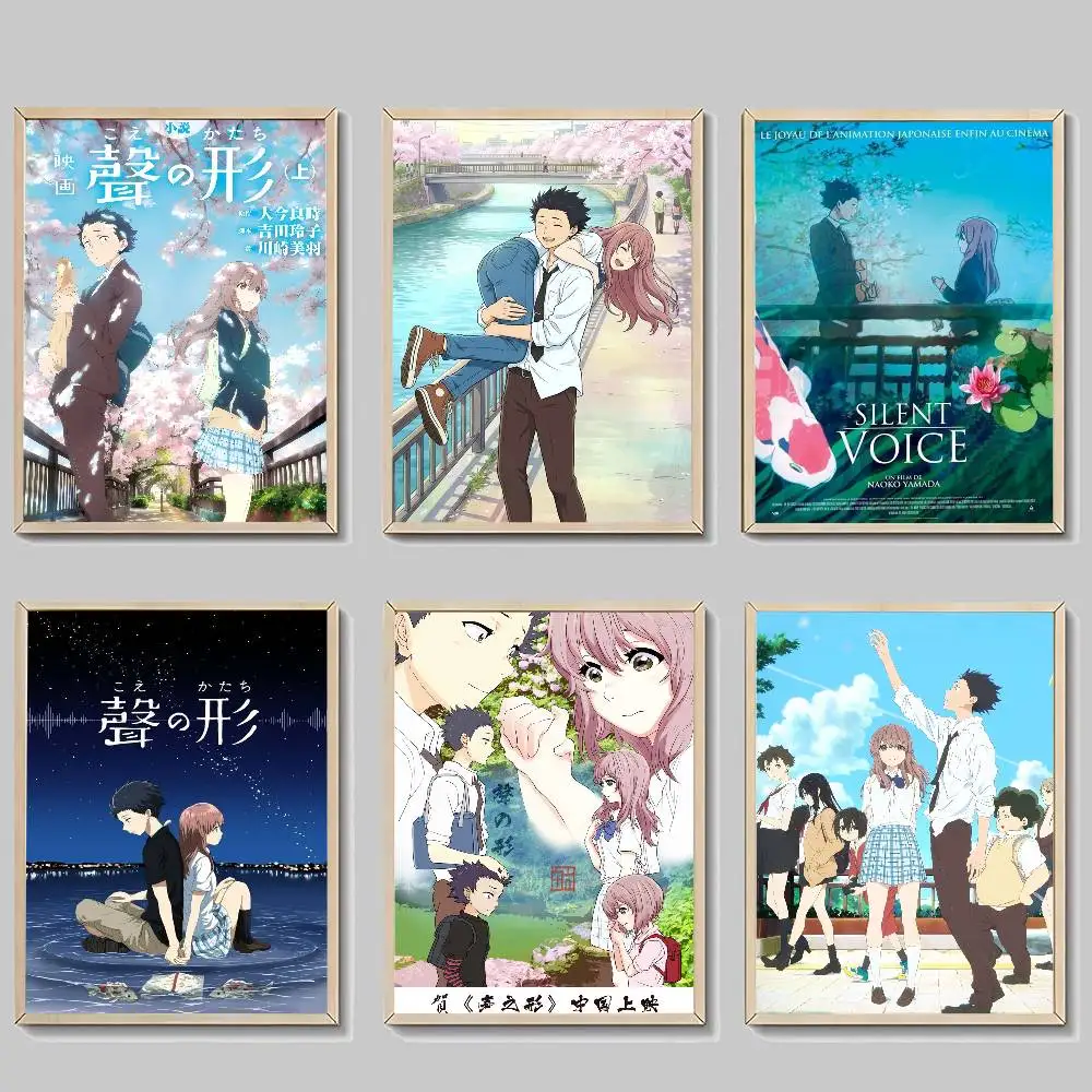 Pósteres clásicos vintage de Anime A S-Silent Voice, arte de pared de calidad HD, carteles Retro para decoración de paredes de la habitación del hogar