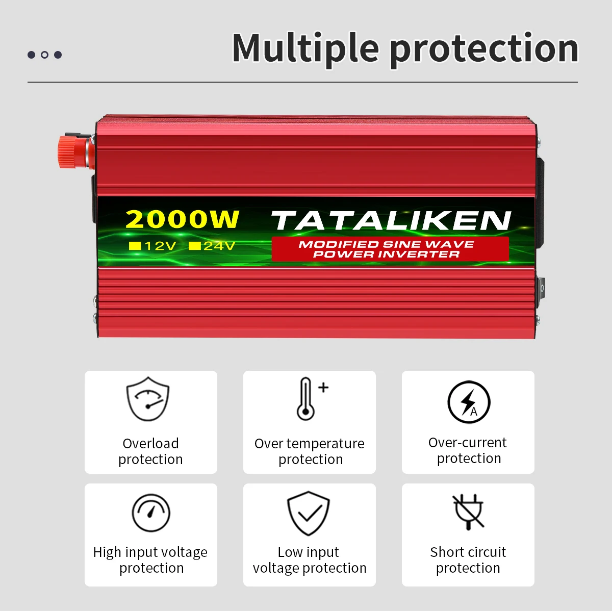 Modified Sine WavePowerinverter 500W - 4000W  AC 12V 220V 50HZ High Power Converter LED Voltage Display