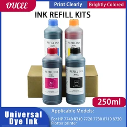 Ink Refill Ink 250ML Universal Dye Ink for HP 7740 8210 7720 7730 8710 8720 Inkjet Printer Cartridge for Office Print BK C M Y C