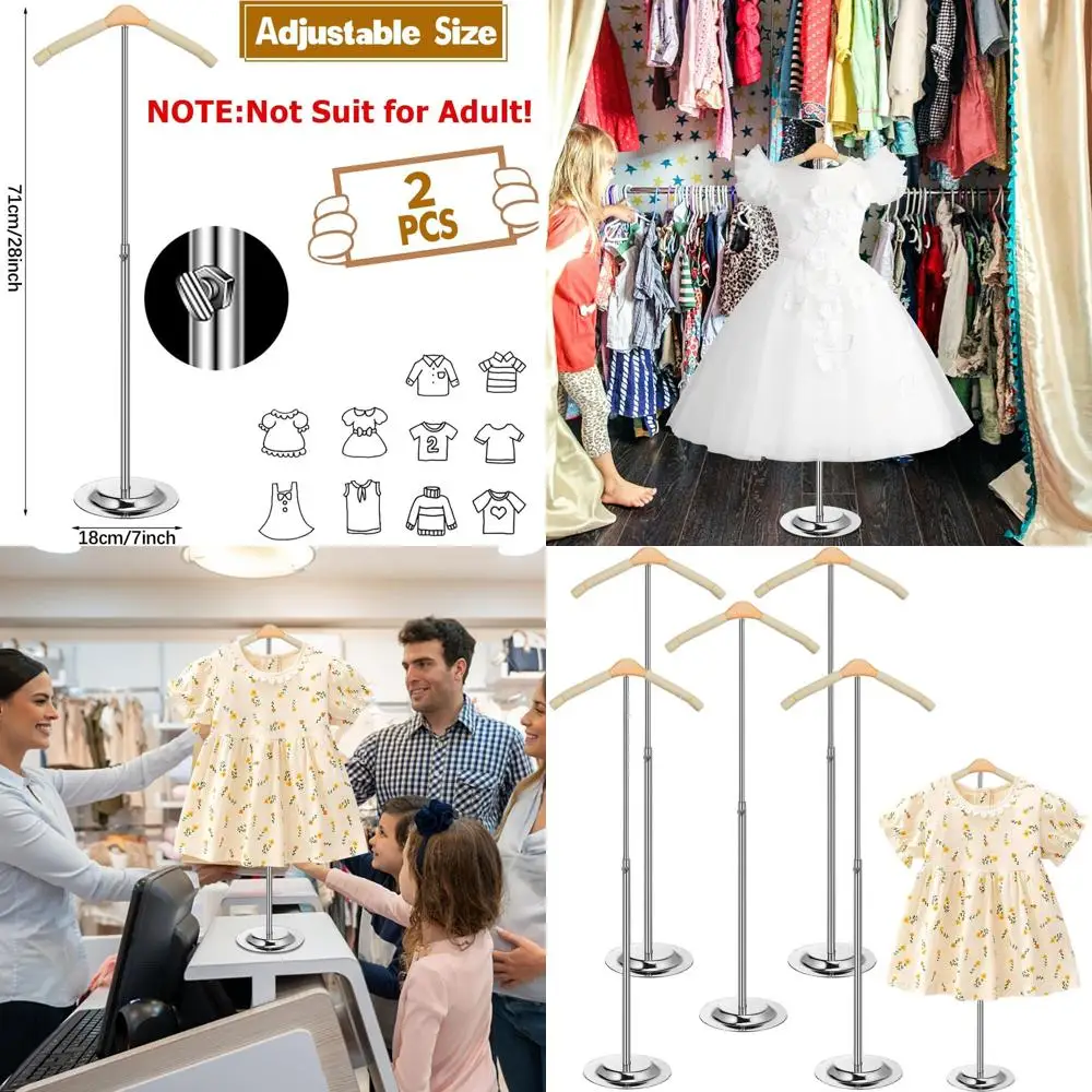 

Adjustable Child T-Shirt Display Rack - Portable Clothing Hanger for Retail Vendors, 16-27.9 Height