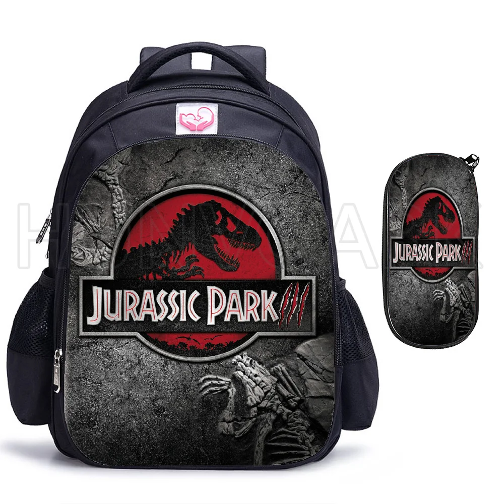 2pcs Jurassic Park School Bags For Boys Girls 16inch Primary Grade 1-6 Children Backpack Cartoon Dinosaur Animal Mochila Escolar