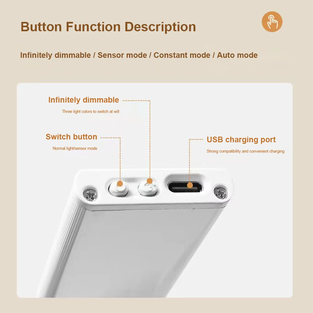 Under Cabinet Light LED Motion Sensor Light 3 Color Dimmable Kitchen Night Light Dimming Hill Light for Wardrobe Closet Cabinet