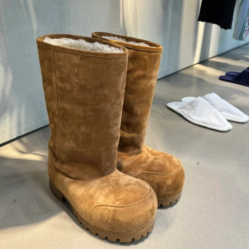 

Fashion Winter Cotton Boots Brand Cold-proof Warm Plus Velvet Thick Bottom Cotton Shoes Daily Versatile Fat Head High Snow Boots