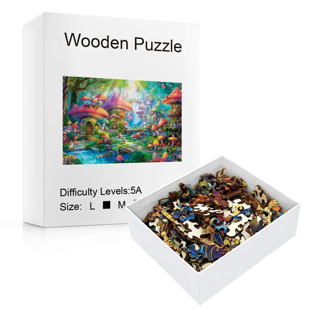 Colorful Mushroom House Wooden Puzzle, Difficult Puzzle Toys, The Best Christmas Gift For Children, Adult Ouzzle, Family Games