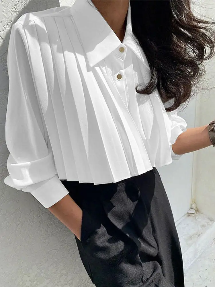 2025 Fashion Women Blouse VONDA Elegant Office Lady Shirt Long Sleeve Solid Color Autumn Pleated Ruffled Party Korean Blusas