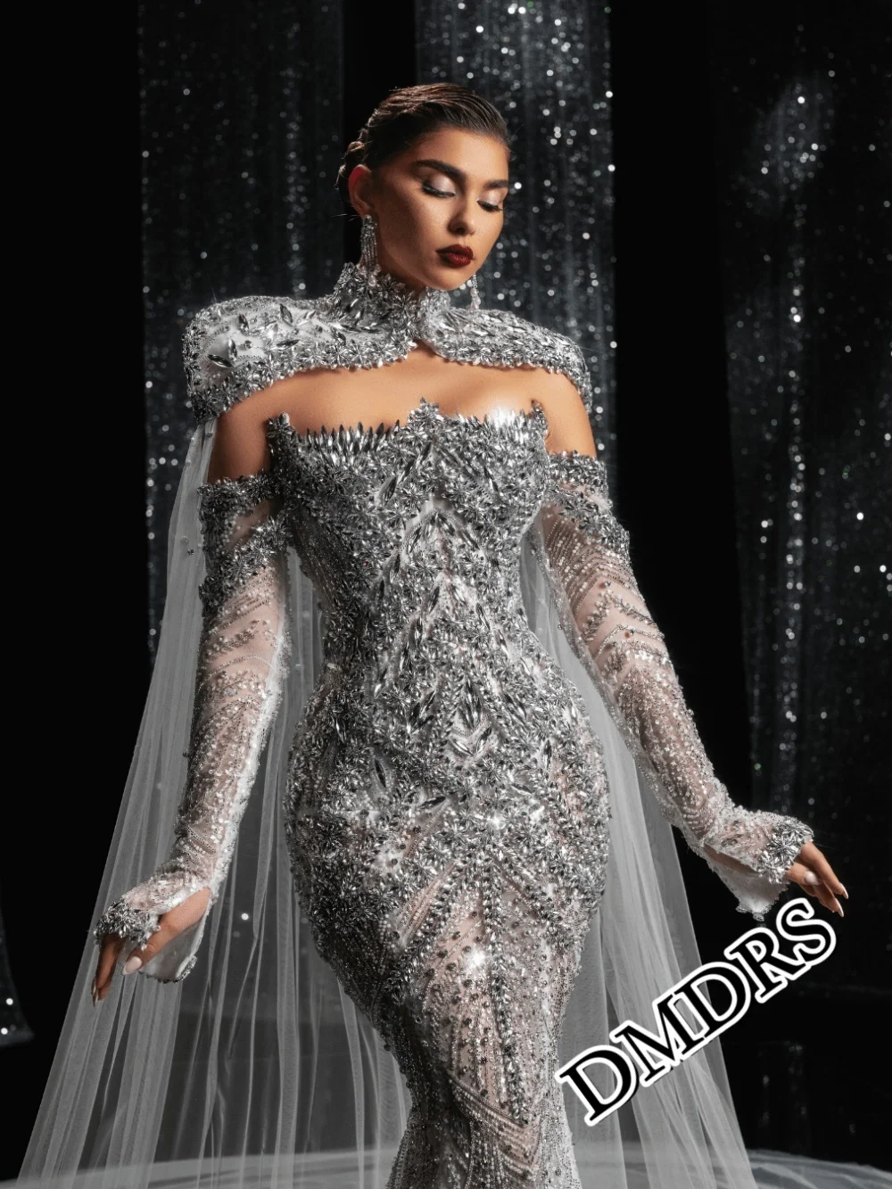 

DMDRS Romantic Mermaid Wedding Dress 2026 Charming Off-Shoulder Bridal Gown Formal Crystal Floor-Length Party Dresses