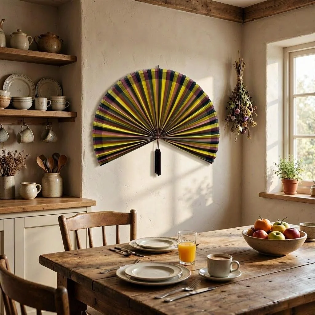 Bohemian-Style Hand-Woven Bamboo Wall Fan Unique Ethnic Decorative Fan for Living Room Hotel Home Wall Mounted