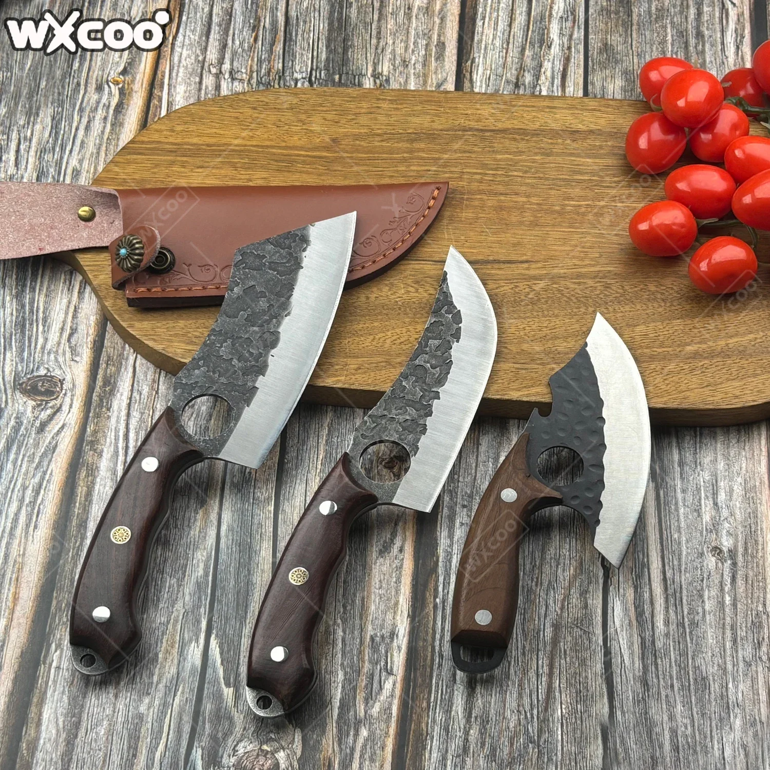 WXCOO Stainless Steel Kitchen Knife Multifunctional Fruit Paring Bottle Opener Chef Knife Hand Forged Meat Cleaver Butcher Knife