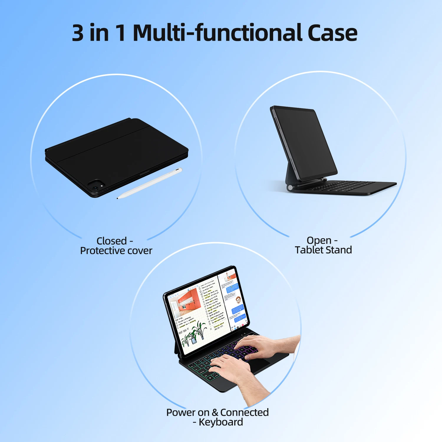 Imagem -04 - Goojodoq-case Teclado Mágico para Ipad Pro 11 m4 Ipad Air Pino Pogo Inteligente Trackpad Multi-touch