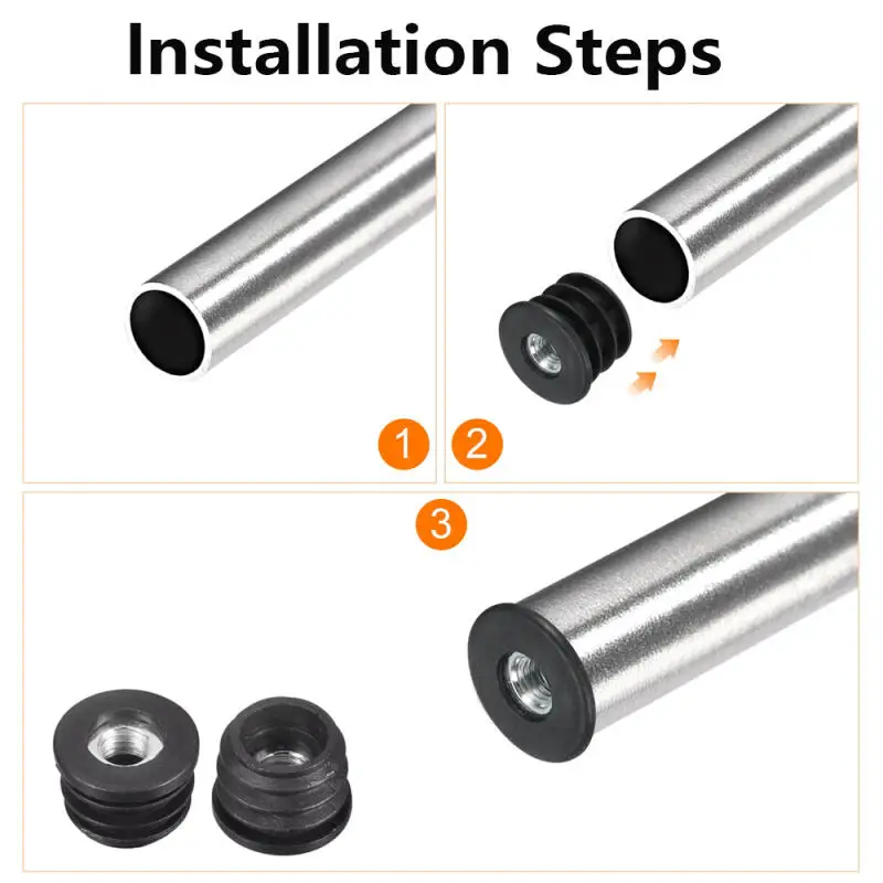 4/8/12PCS Round Nut Hole Plug Black Round Plastic Pipe Plugs Adjustable Screw Foot Pad Furniture Leg Cover End Caps view 5