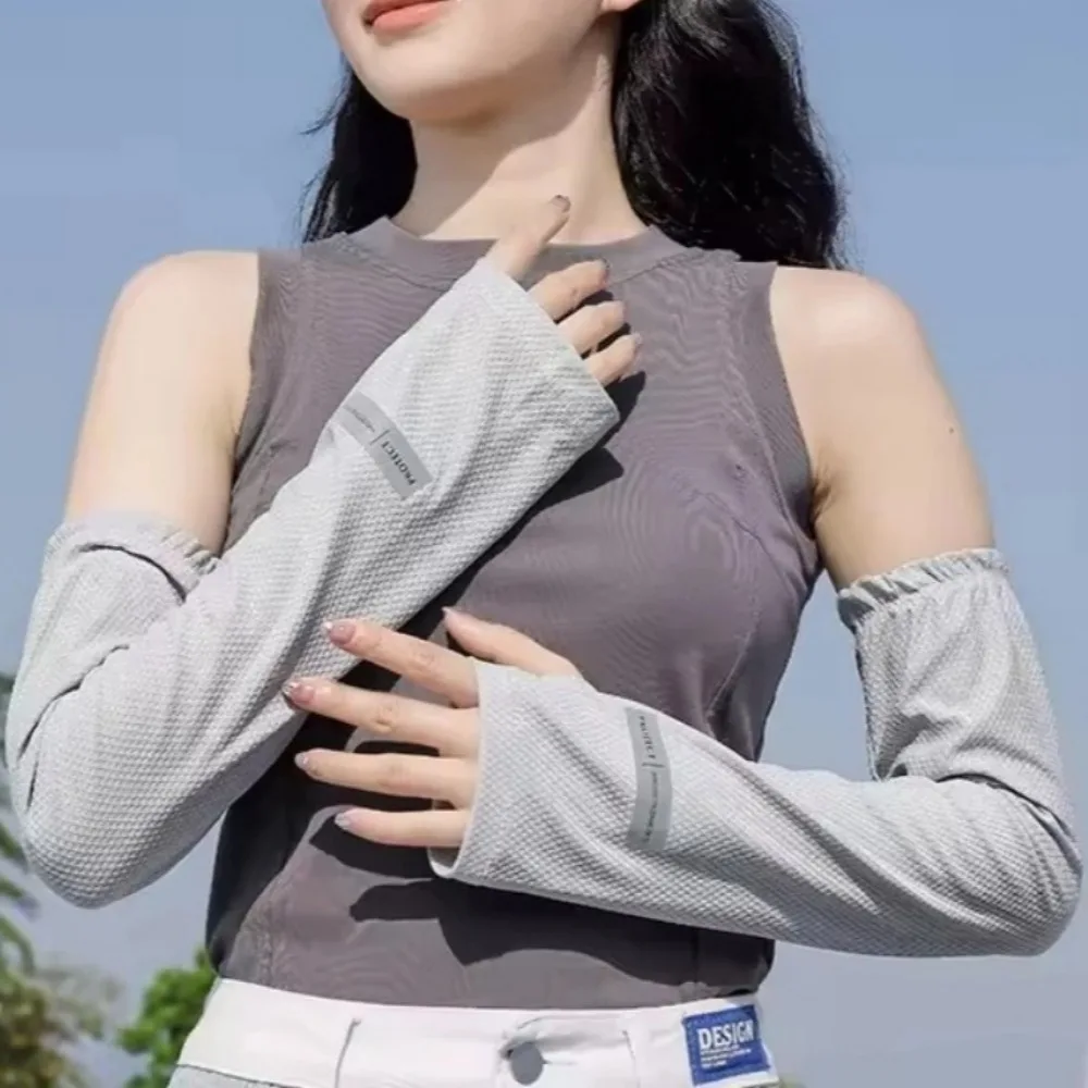 

Outdoor Sports Ice Silk Arm Sleeves Fingerless Elastic Summer Sun Protection Sleeve