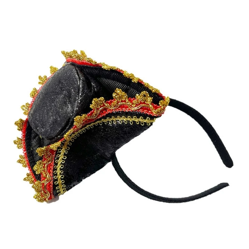 1pc Halloween Headband Role Play Pirate Cap Headpiece Cosplay Costume Props Hairband for Teens Kids Festival Party Head Wear