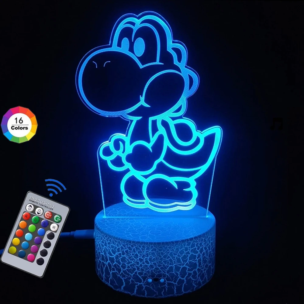 Super Mario Game Cartoon 16 colors Creative 3D Lamp Anime Figure LED Night Lamp Touch Table Lamp Ornaments Kids Toys Gifts