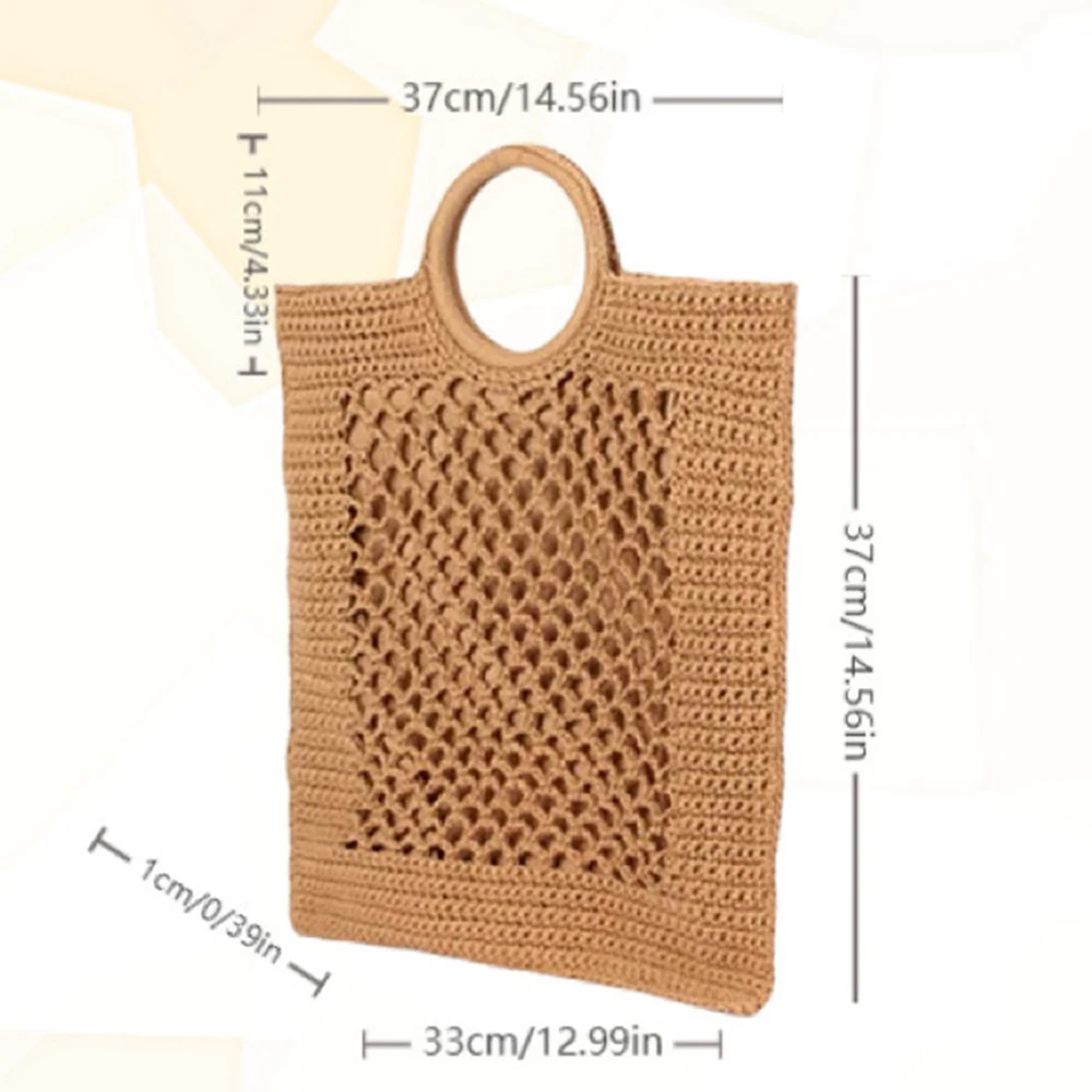 Hollow Knitting Beach Bags for Women Summer Woven Women Handbags Rope Crochet Shoulder Bag Bohemian Round Handle Straw Bags NEW