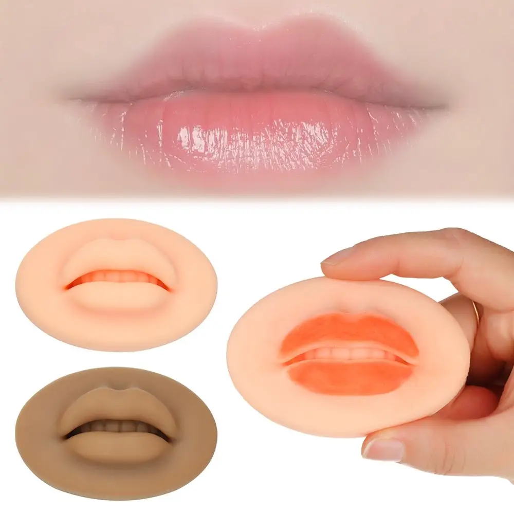 Beauty Microblading Lip Blush Tool For Beginner 3D Practice Lip Soft Silicone Skin Open Mouth For Permanent Makeup Artists