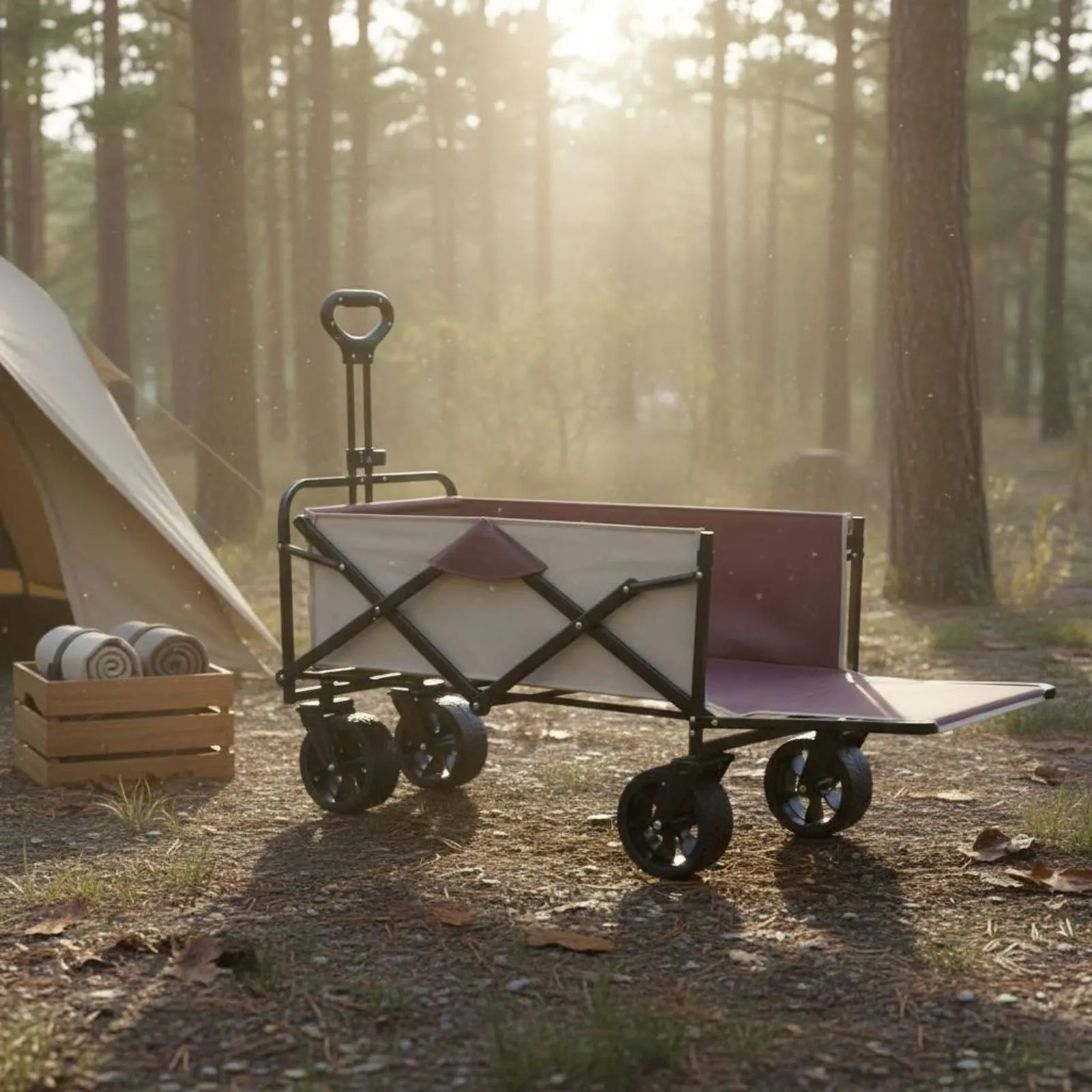

Folding Wagon with Tailgate Multi-Surface Wheels Foldable Camping Wagon Foldable Utility Hand Truck Extendable Handle