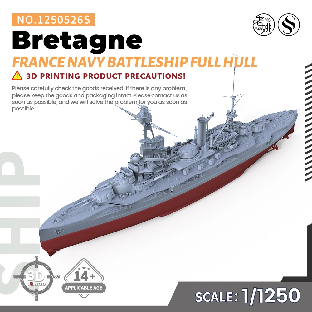 

SSMODEL SSC526S 1/1250 Military Model Kit France Navy Bretagne Battleship Full Hull WWII WAR GAMES