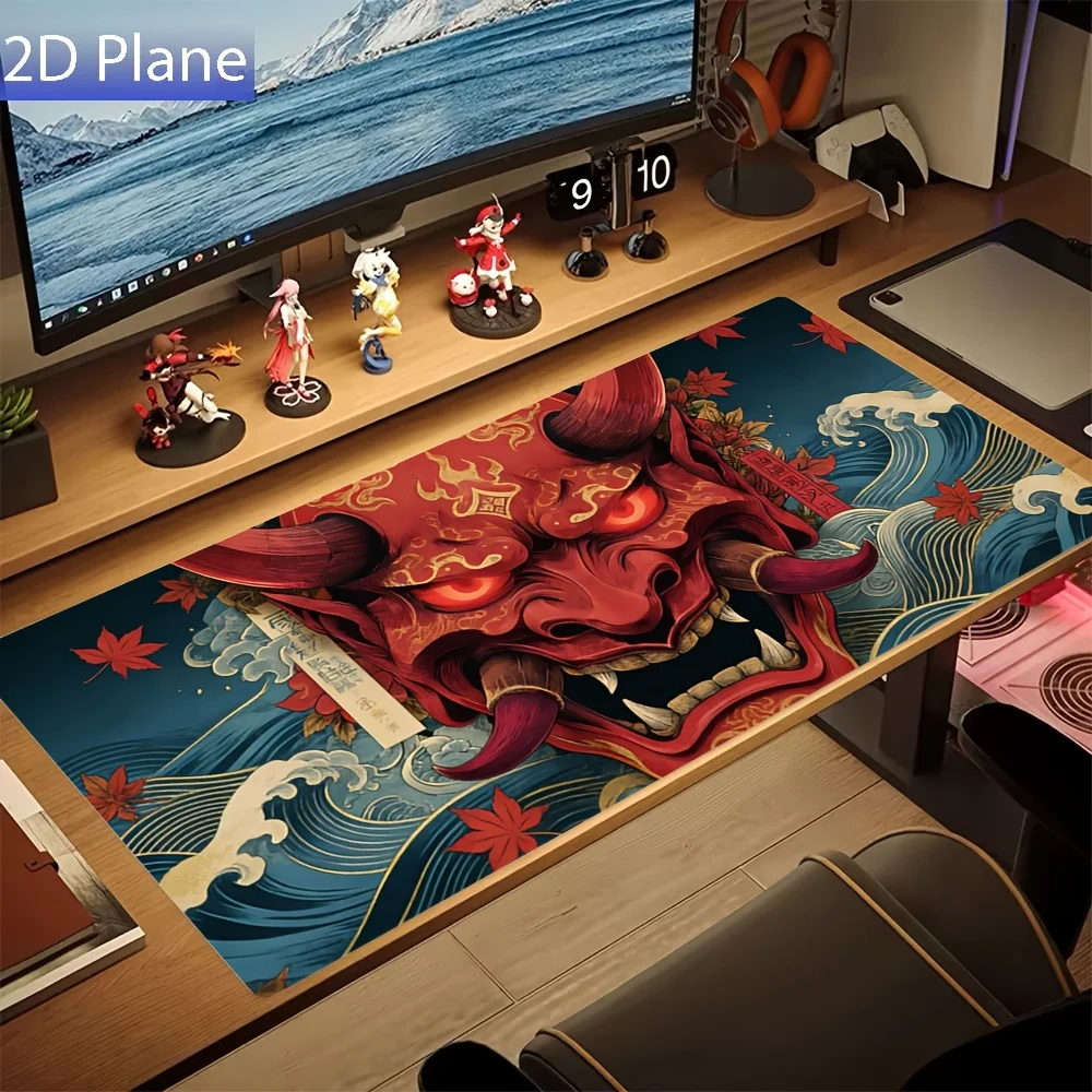 Japanese-style ukiyo-e style mouse pad,Office Game Table Mats XXL Rubber Anti-slip Gaming Keyboard Mousepads Long Desk Pads