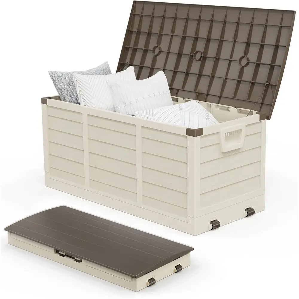

75 Gallon Durable Collapsible Storage Box for Outdoor Use with Lid, Ideal for Patio, Garden, Pool, and Yard