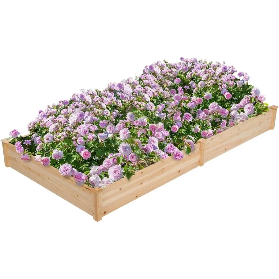 

8×4ft Horticulture Raised Garden Bed 93 x 48 x 10in Wooden Planting Box in Backyard/Patio Outdoor Natural Wood 1