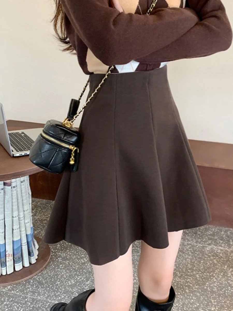 ارتفاع الخصر ألف خط تنورة المرأة رقيقة الصوف الربيع الصيف جديد Sle حجم كبير النسخة الكورية تخفيف لون نقي ort تنورة #1