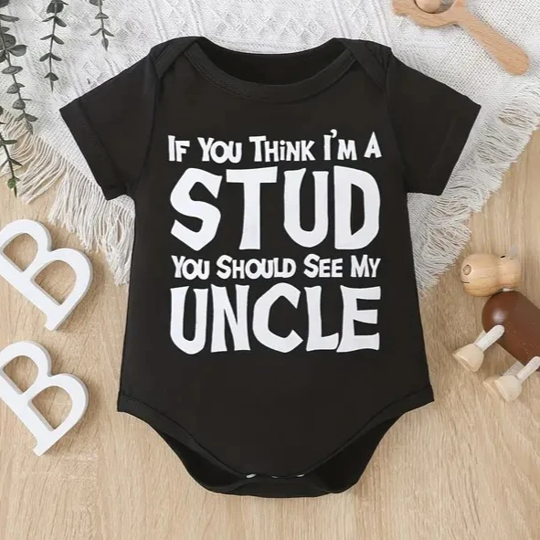 

Kids You Should See My Uncle Printed Jumpsuit Casual Short Sleeve Jumpsuit Baby Boy Girl Outdoor Clothes 100% Cotton Baby Romper