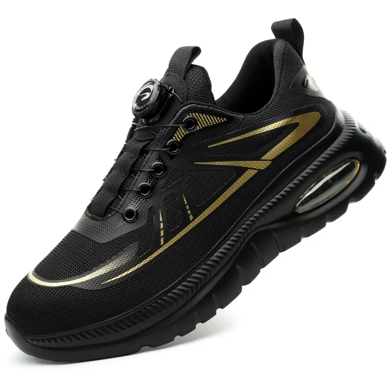 Men Rotating Button Fashion  Anti Smashing Safety Work Shoes Soft Lightweight Nail Proof Sneakers Indestructible Male Footwear