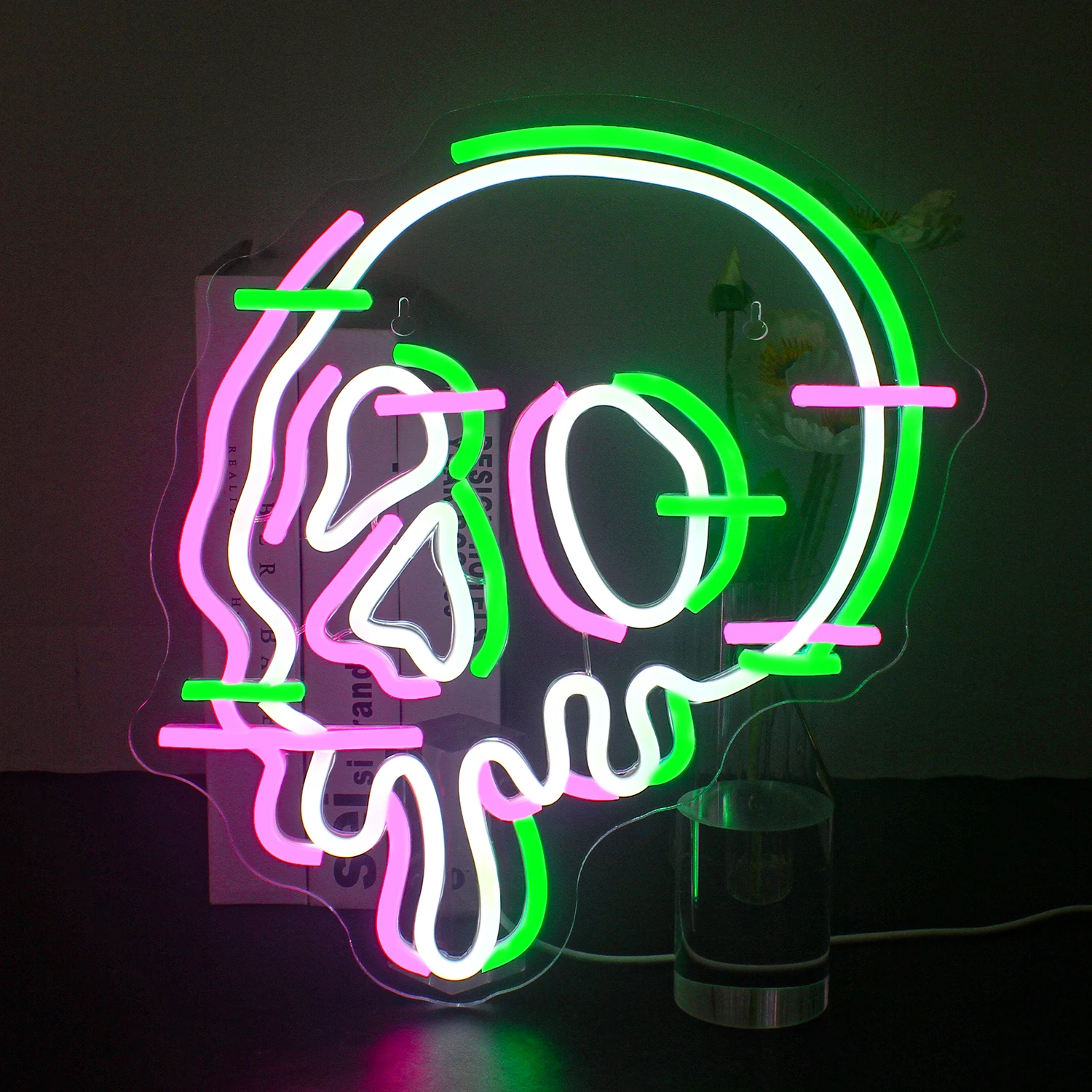 

Skull Head Neon Sign Halloween Melting Skeleton Skull Led Sign Dimmable Party Bar for Wall Decor Halloween Theme Skeleton Neon