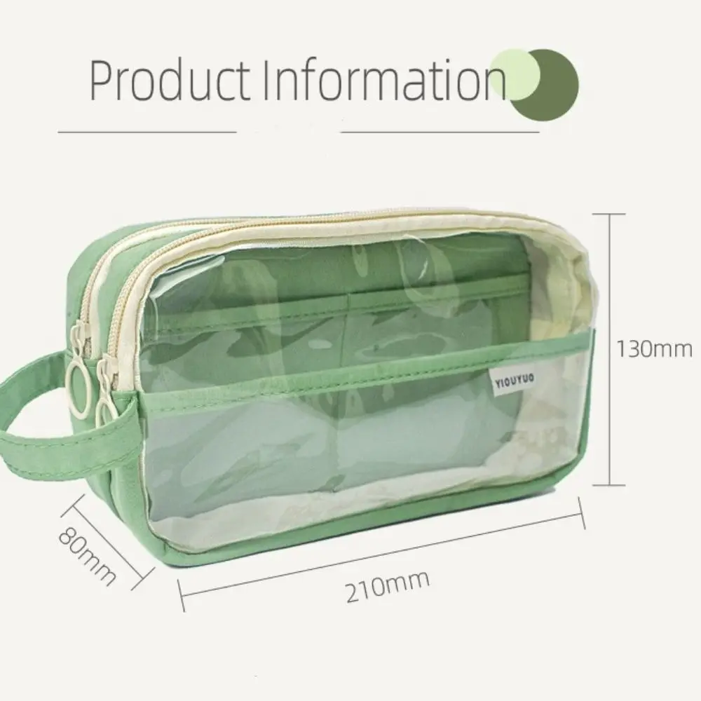 Cosmetics Bag 5 Grid Transparent Pencil Case Large Capacity Zipper Transparent Pen Bag INS Macaron Stationery Box Friend