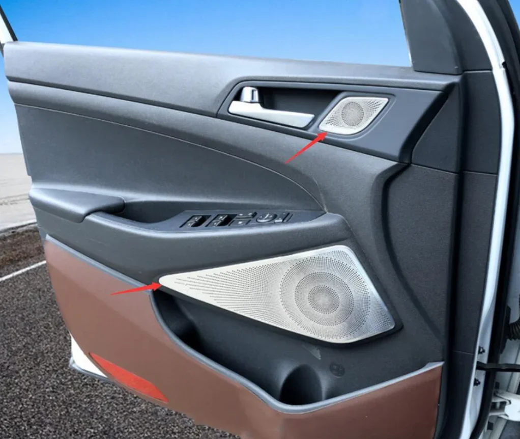 

For Hyundai Tucson 2016- 2020 Accessories Interior Car Front Audio Roof Horn Hood Speaker Frame Cover Kit Trim Stainless Steel