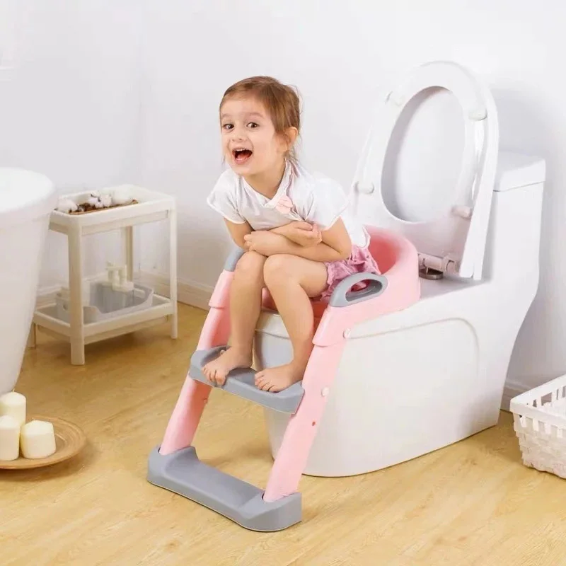 1-8 Years Children\'s Potty Baby Toilet Seat With Adjustable Ladder Infant Toilet Training Folding Seat Baby Potty Training Seat