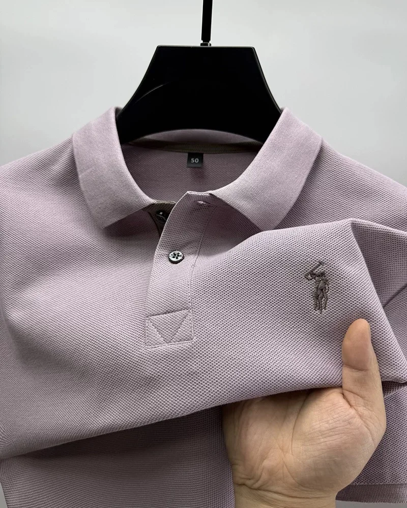 

100% pure cotton men's short sleeved polo shirt hot selling summer fashionable horse logo embroidery classic Paul casual T-shirt