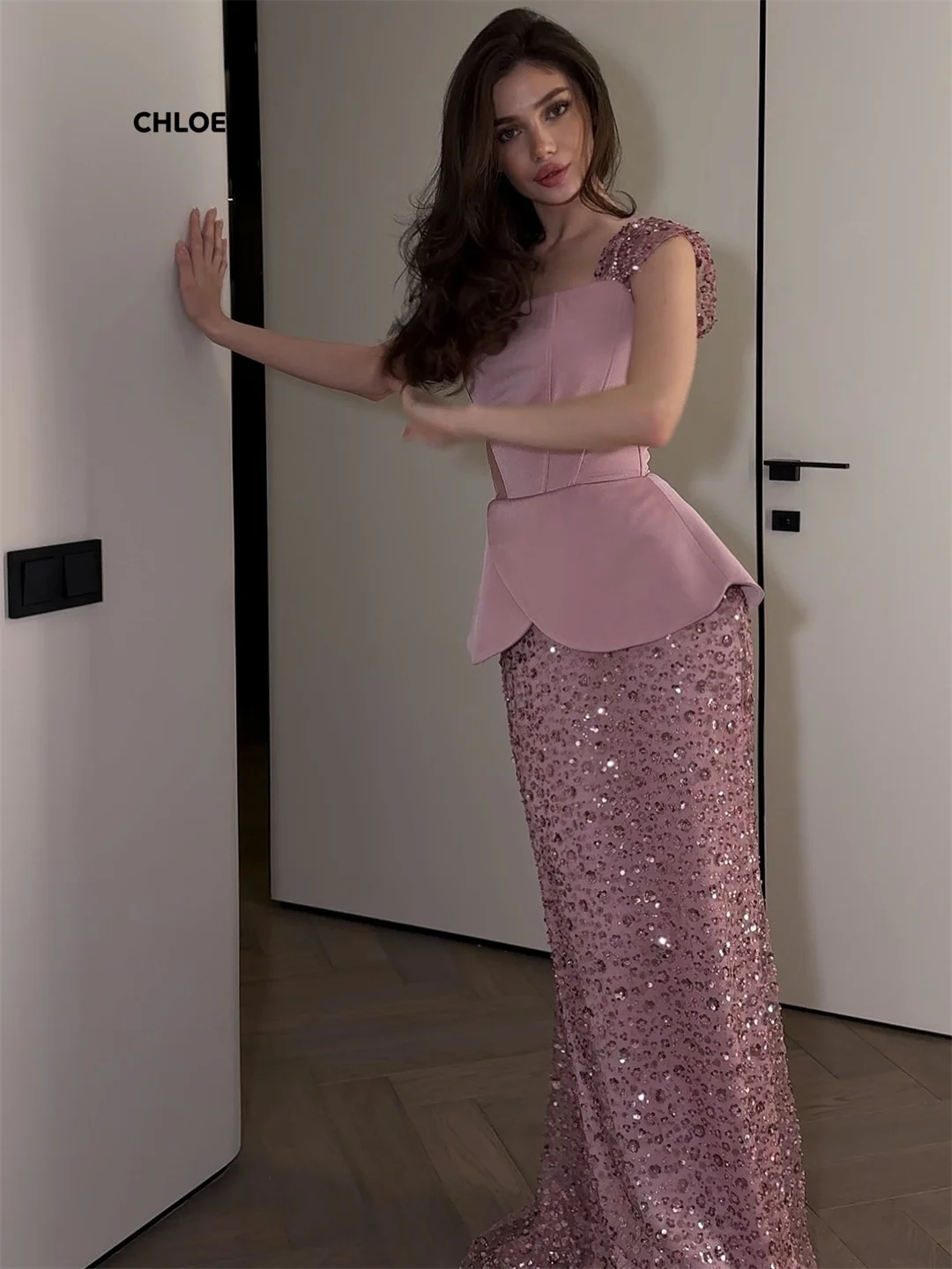 

Customized Luxurious Evening Dresses for Special Occasions Short Sleeves Ball Gowns Mermaid Shiny Elegant Woman Dress Party Prom