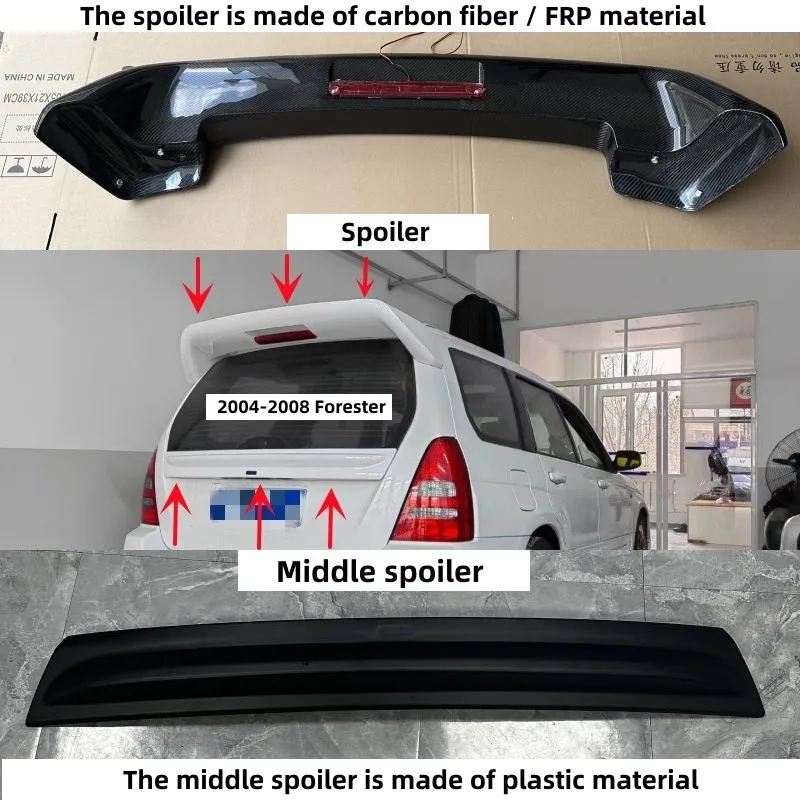 

For Subaru Forester Spoiler 2004 2005 2006 2007 2008 Carbon Fiber / FRP / Plastic Material Car Rear Middle Trunk Wing Body Kit