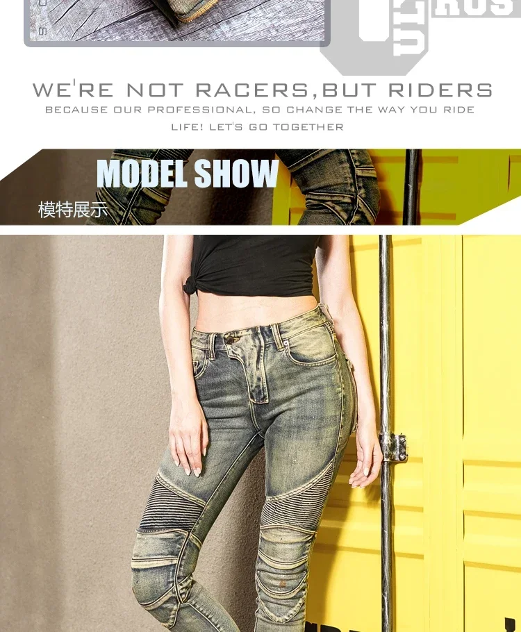 Uglybros Slim Fit Woman Motorcycle Jeans Outdoor Riding Motorbike Trousers Removable Protective Equipment Pantalones Motocross