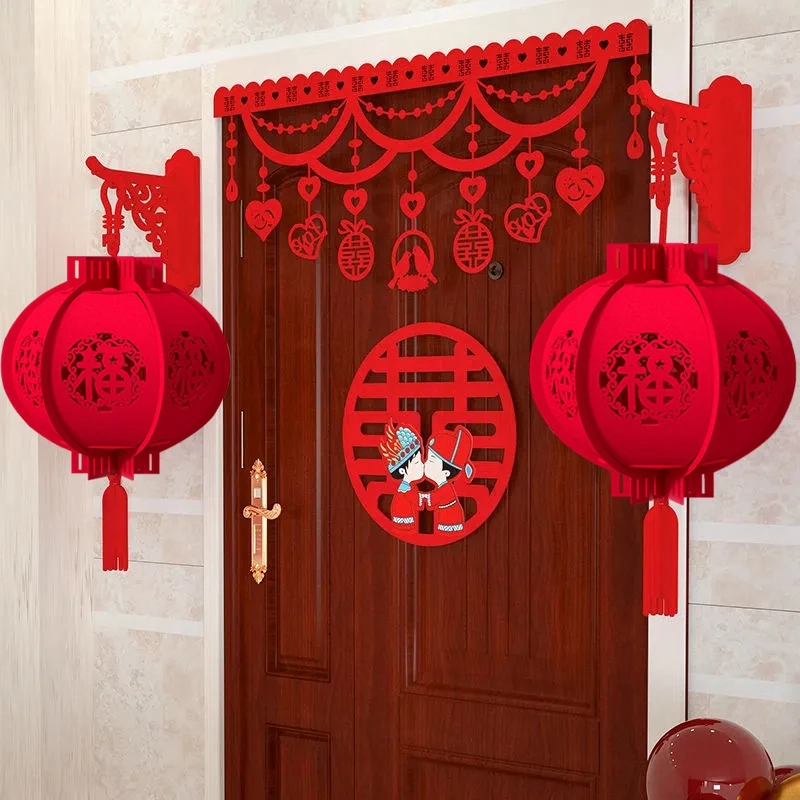 3D Chinese New Year Felt Lantern 2025 Chinese Lanterns Decorative Spring Festival Red Lantern With Tassel Wedding Party Supplies