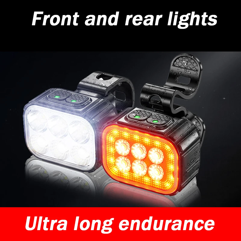 LED Bike Light Front and Rear Bicycle Lights Type-C Charging Bicycle Headlight Taillights Waterproof Road Mountain Bike Lam