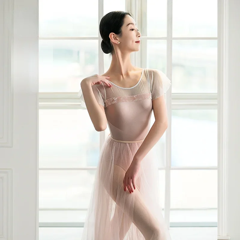 New Lotus Leaf Sleeve Dance Gym Suit Women Body Suit One-piece Ballet Practice Girls Basic Training Ballet Leotard Adult