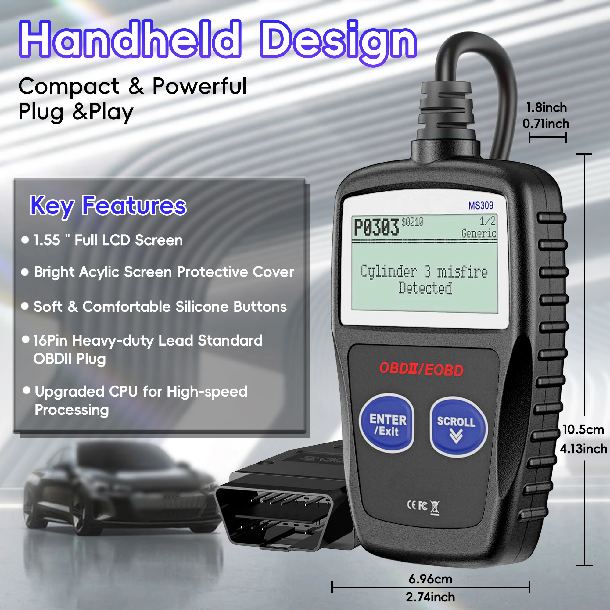 Car OBD2 Scanner Code Reader Engine Fault Scanner CAN Diagnostic Scan Tool for All OBD II Protocol Cars Since 1996