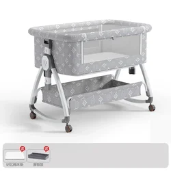 Portable and Movable Baby Crib Foldable Height Adjustable Splicing Large Bed Baby Cradle Bed Bb Bed Anti Overflow Milk