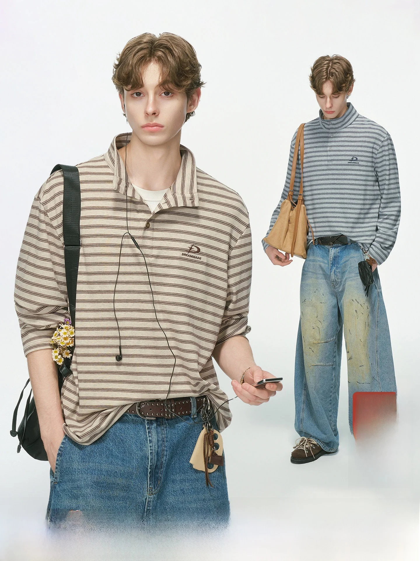 Dream Made Men's Knitted Long Sleeve T-Shirt Half High Collar Inner Wear Commute Style Autumn Season Cotton Blend Fabric