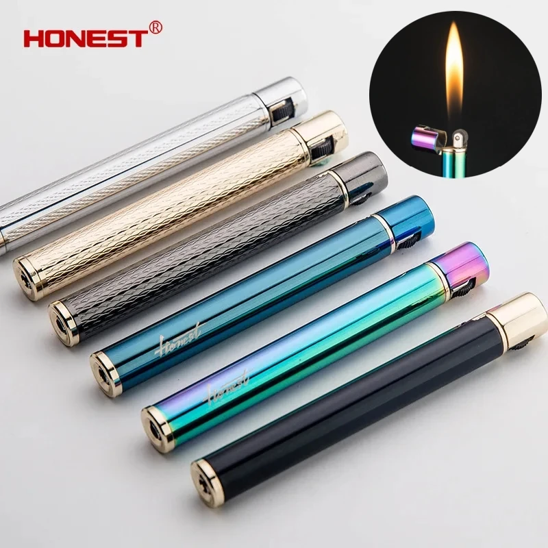 

HONEST Metal Mini Inflatable Lighter Grinding Wheel Smoke Shaped Portable Outdoor Lighter Cigarette Accessories Smoking Gifts