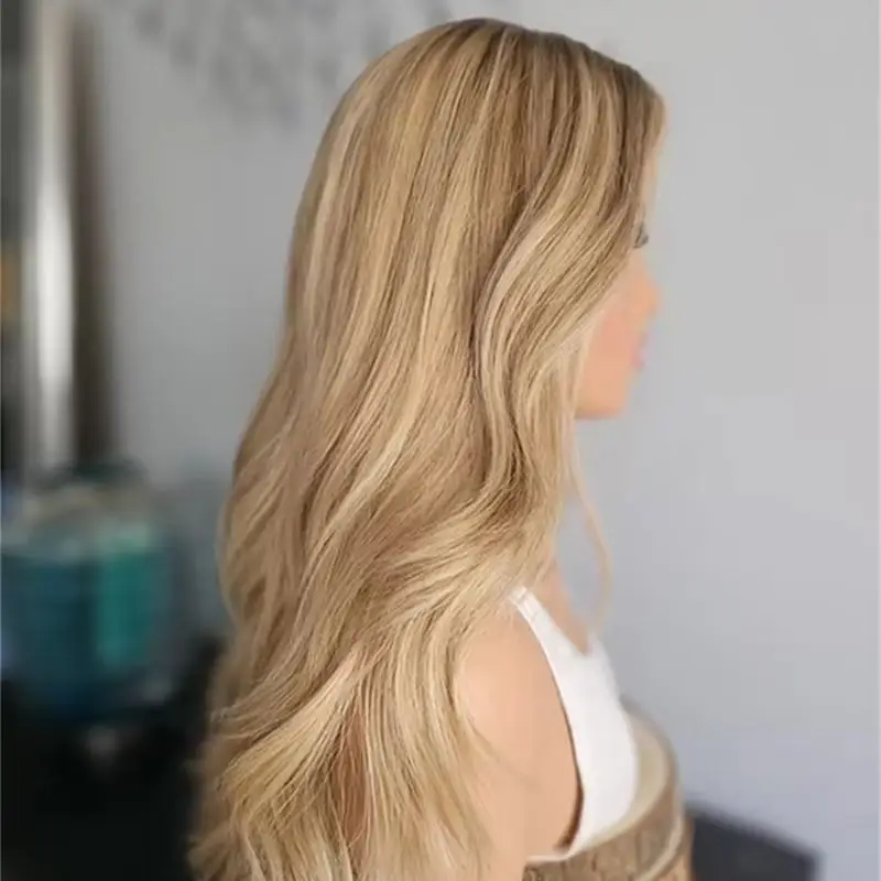 

28 Inch Ombre Golden Blonde HD Lace Front Wig High Quality Synthetic Wig For Women Small/Large Size Cap 150% Density Wigs Party
